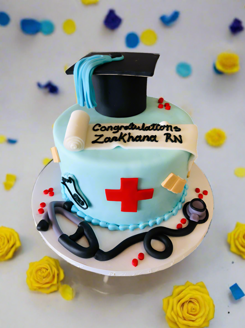 Doctor Graduation Fondant Birthday Cake