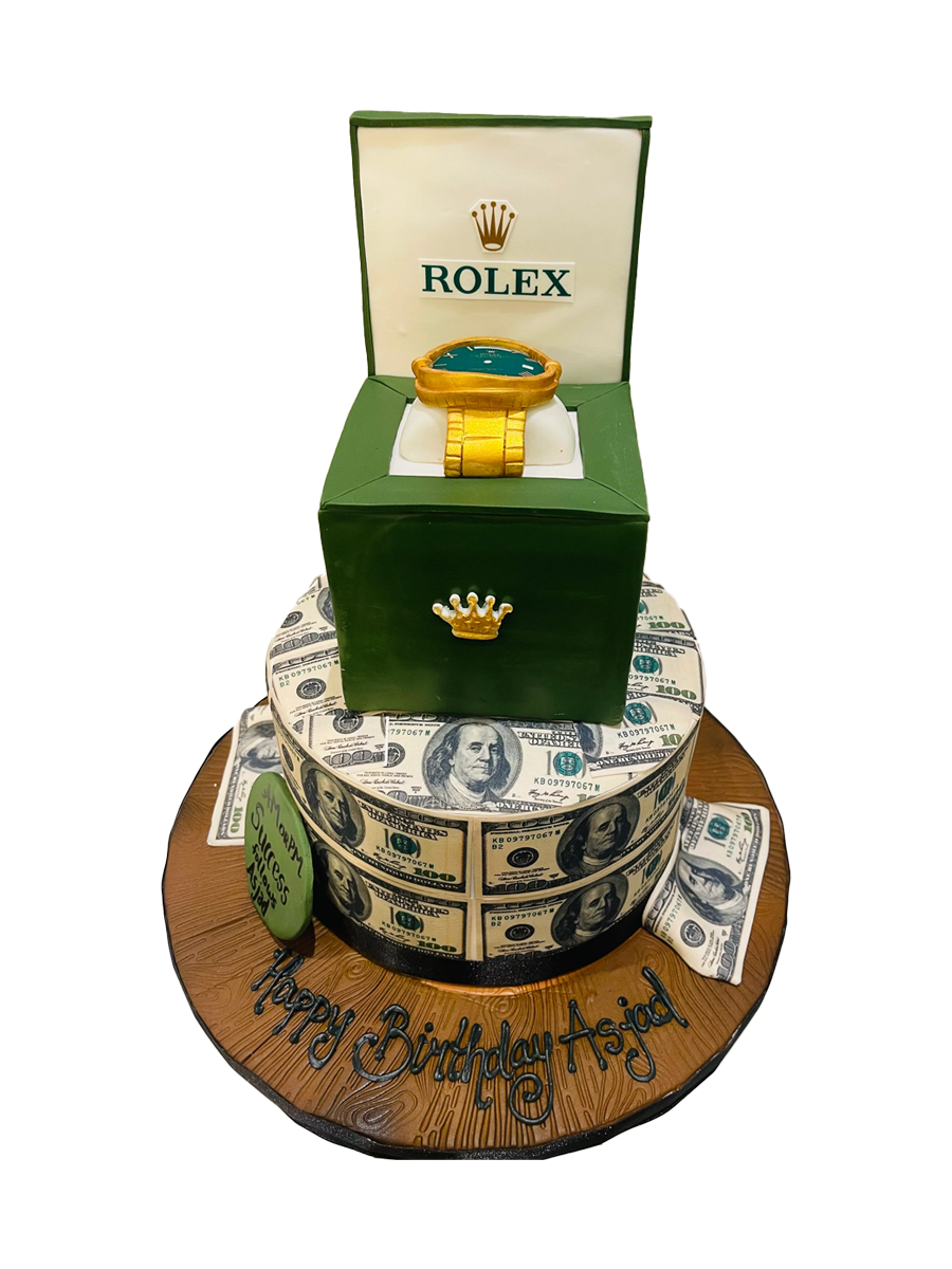 DOLLAR & ROLEX FONDANT CAKE