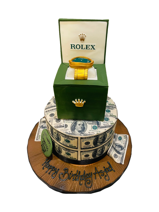 DOLLAR & ROLEX FONDANT CAKE