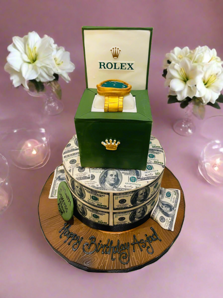 DOLLAR & ROLEX FONDANT CAKE