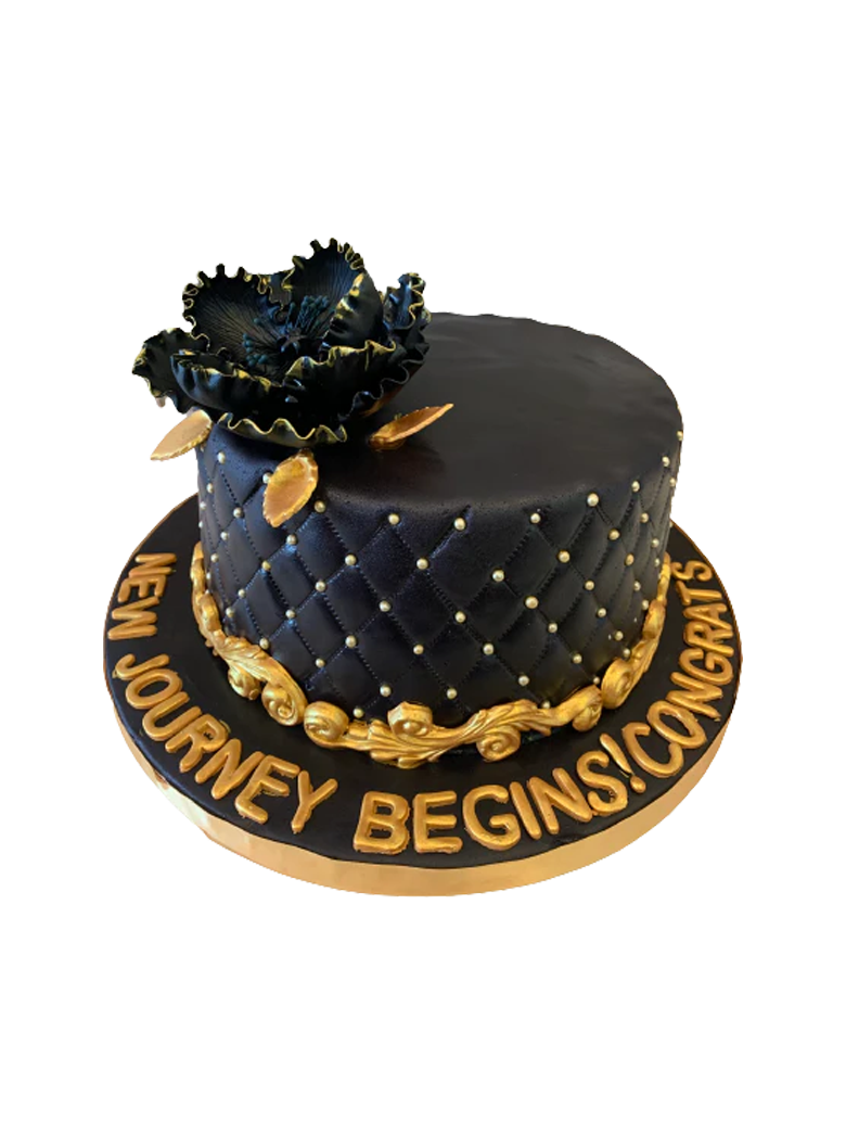 Emily Black & Gold Fondant Cake