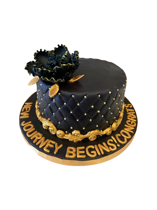 Emily Black & Gold Fondant Cake