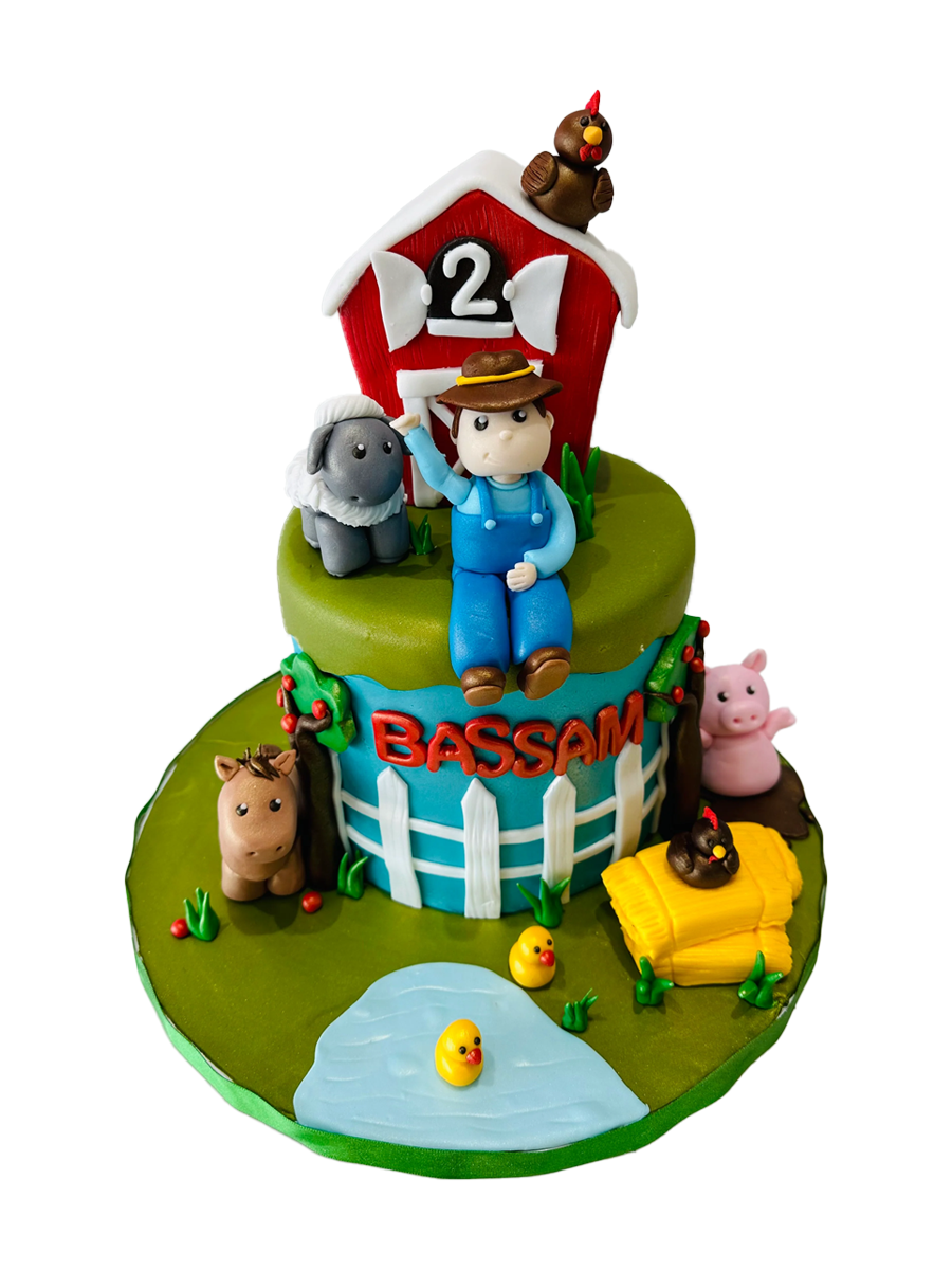 Farmer & Animals Fondant Cake