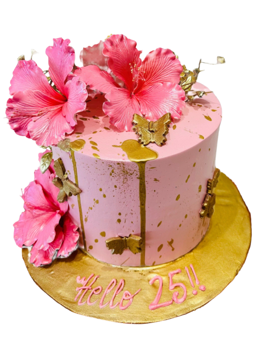 Avlyn Pink And Gold Cream Cake
