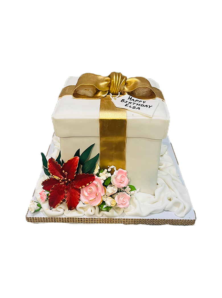 Flower Gift Box Fondant Cake