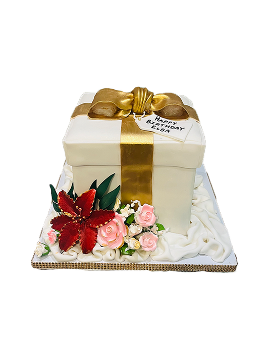 Flower Gift Box Fondant Cake