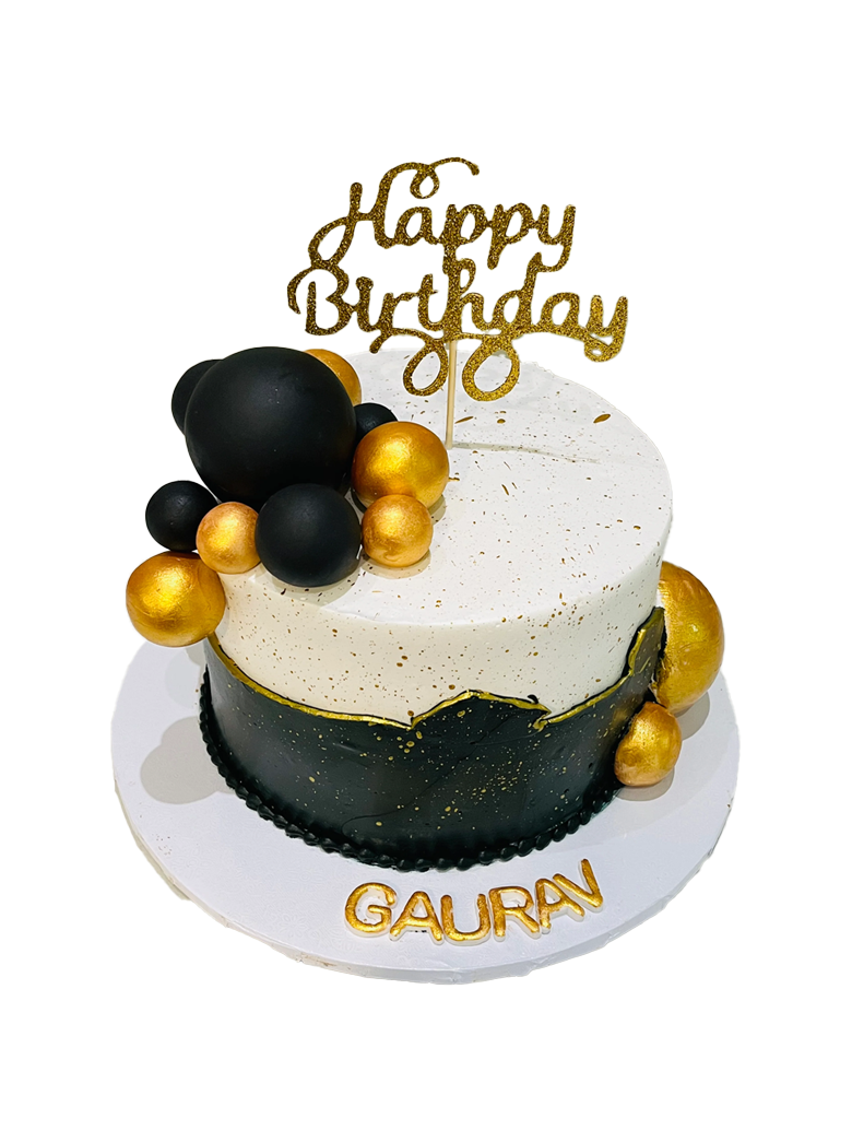 Gaurav Black And Gold Birthday Cake