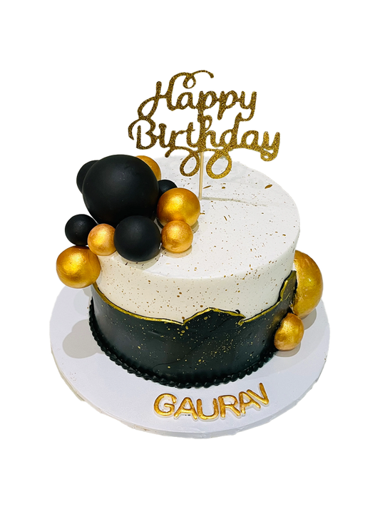 Gaurav Black And Gold Birthday Cake