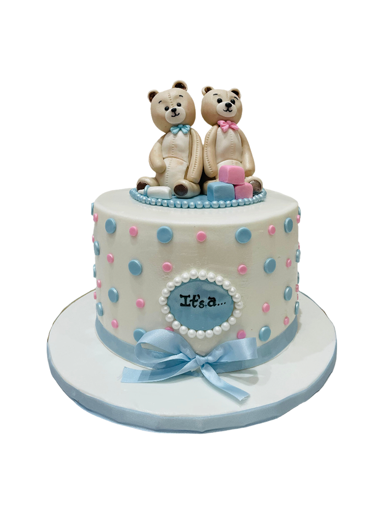 Gender Reveal Teddies Fondant Cake