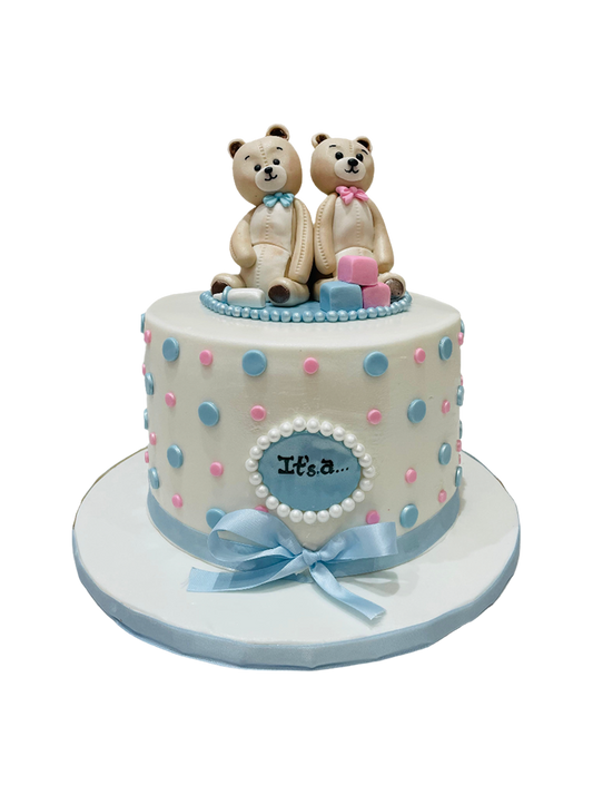 Gender Reveal Teddies Fondant Cake