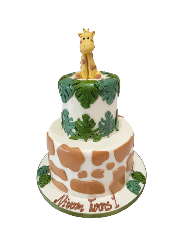 Giraffe Jungle Fondant Tiered Cake