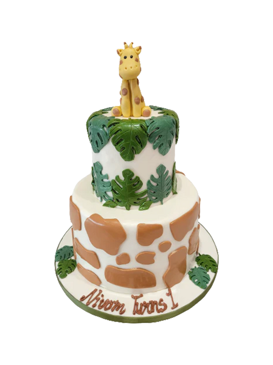 Giraffe Jungle Fondant Tiered Cake