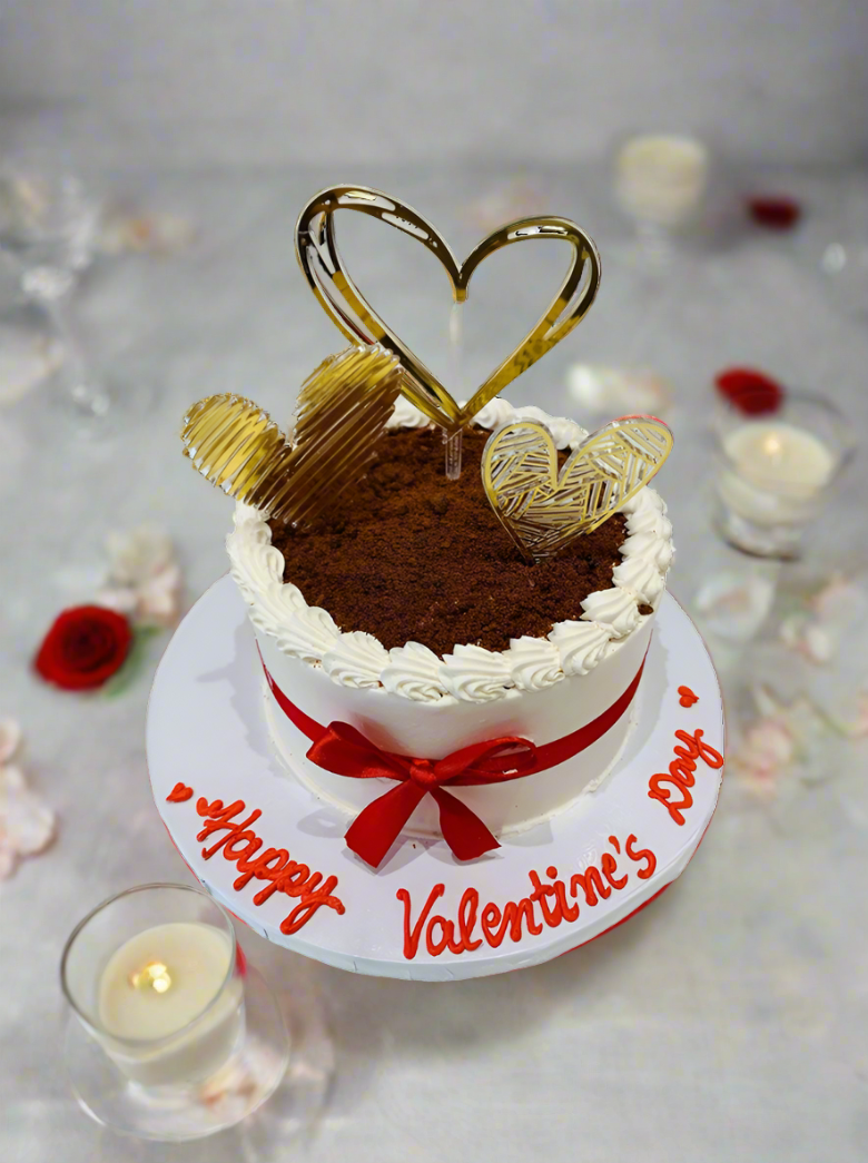 Golden Heart Valentines Cake
