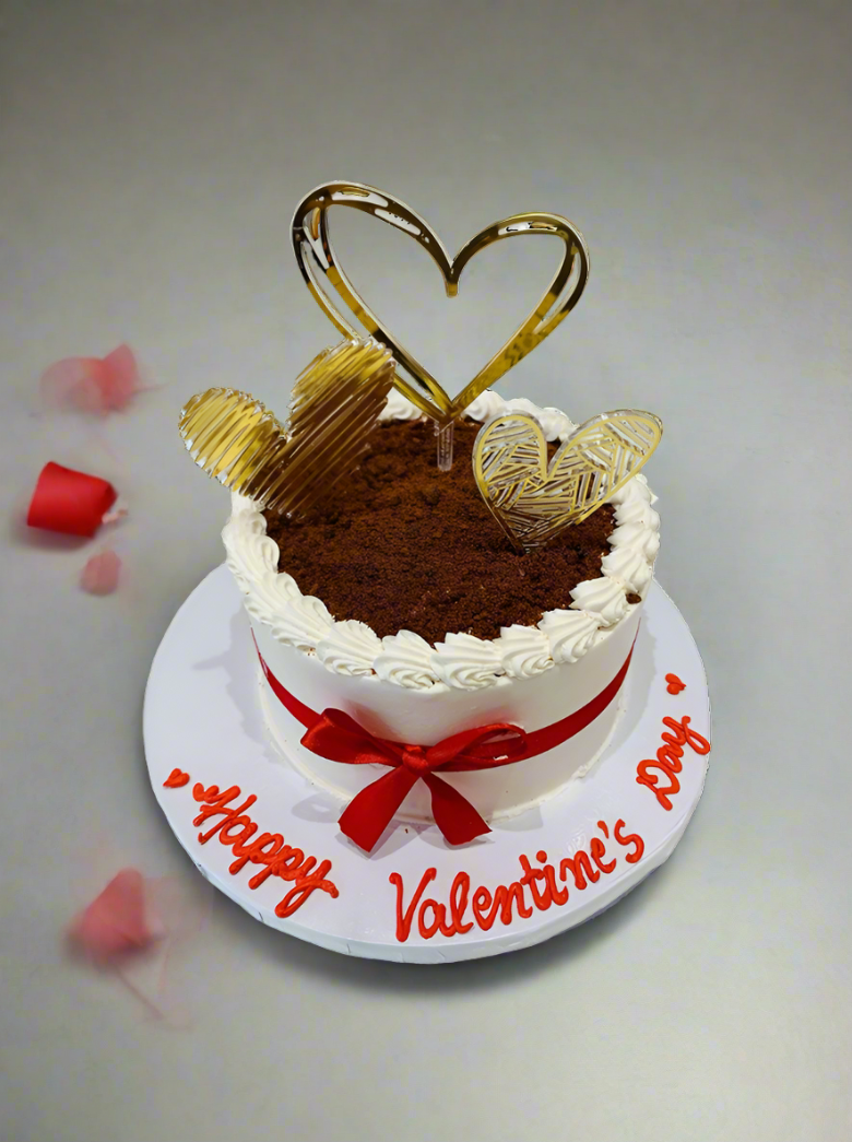 Golden Heart Valentines Cake