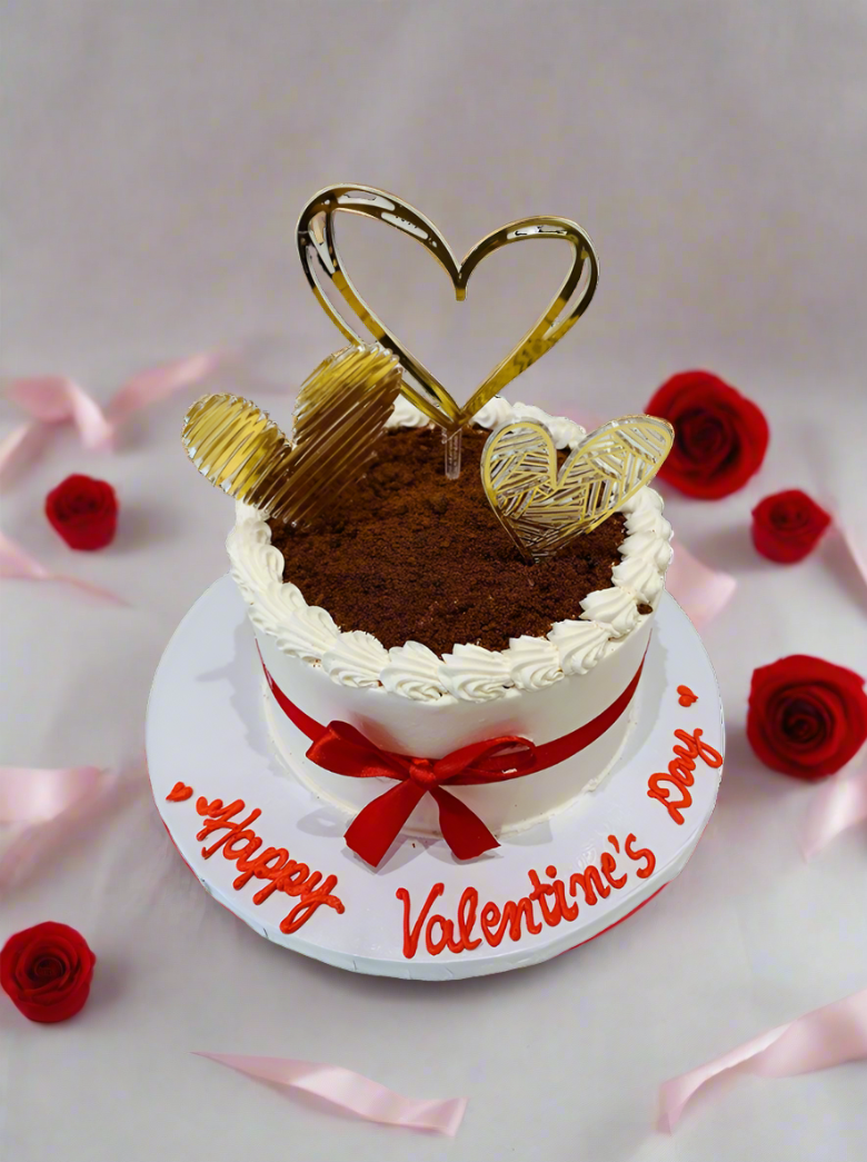 Golden Heart Valentines Cake