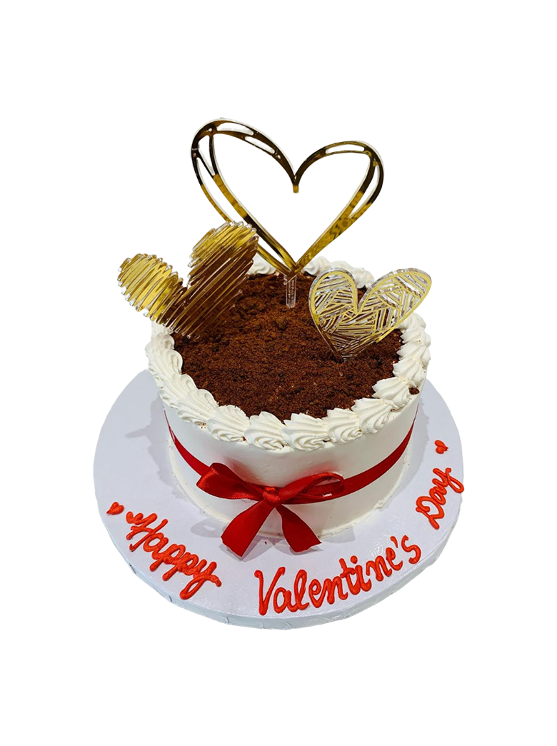 Golden Heart Valentines Cake