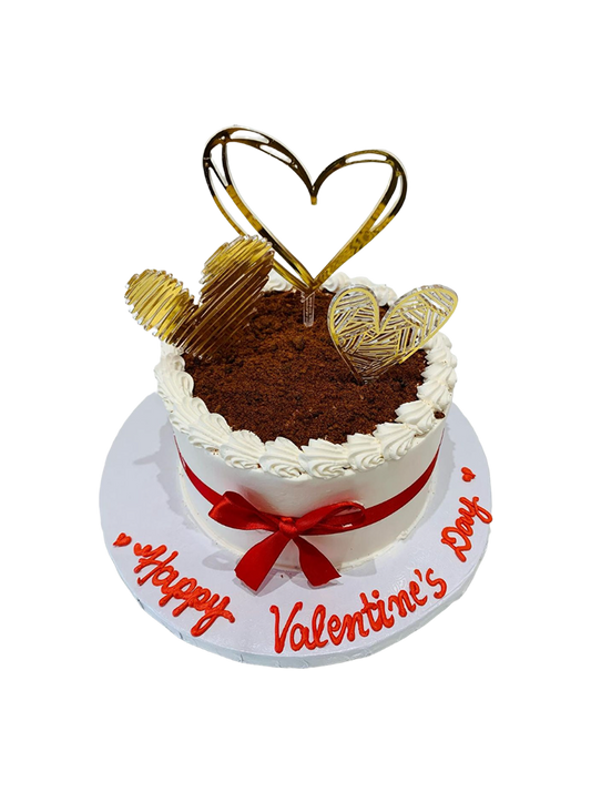 Golden Heart Valentines Cake