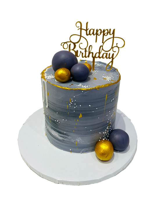 Grey Gold Birthday Cake