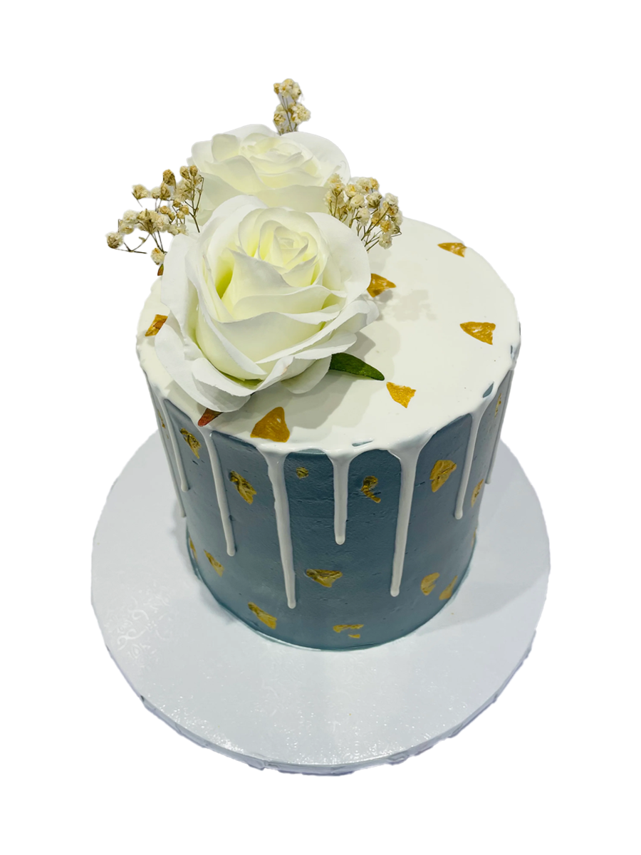 Grey & Ivory Drizzle Cream Cake