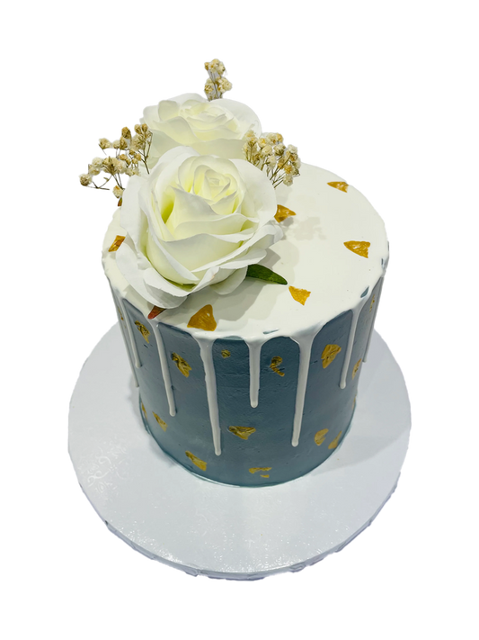 Grey & Ivory Drizzle Cream Cake