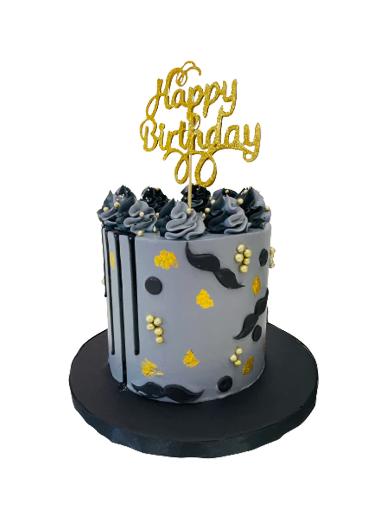 Grey Moustache Cake