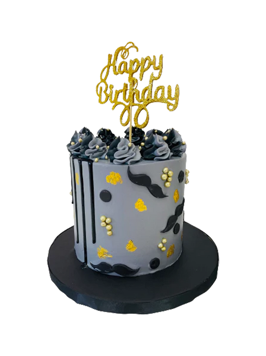Grey Moustache Cake