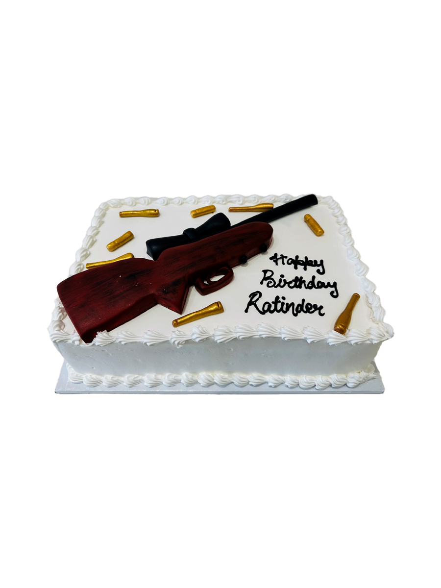 Gun Theme Cream Cake