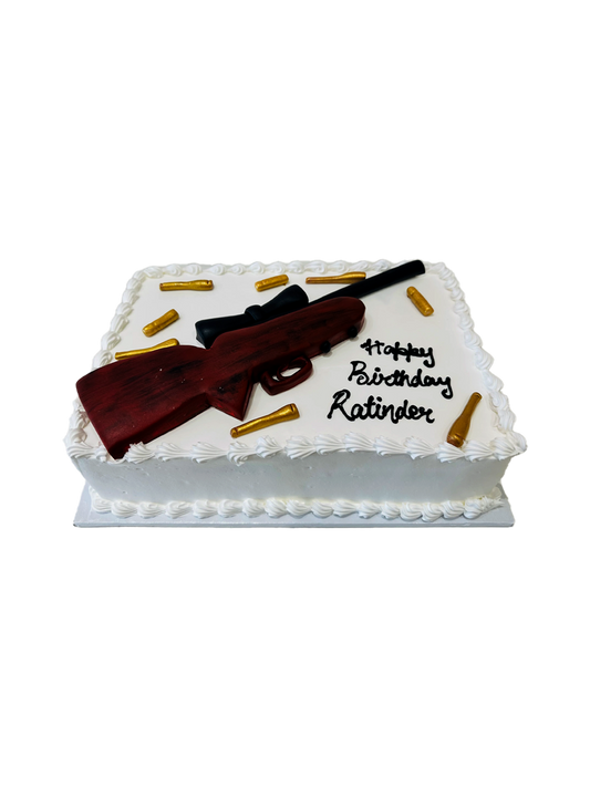 Gun Theme Cream Cake