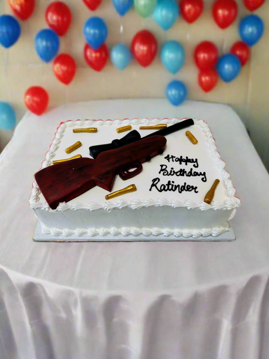 Gun Theme Cream Cake