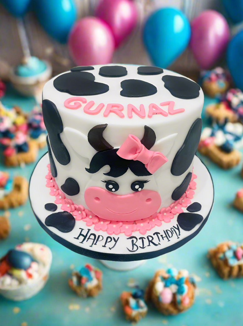 Gurnaz Cow Fondant Cake
