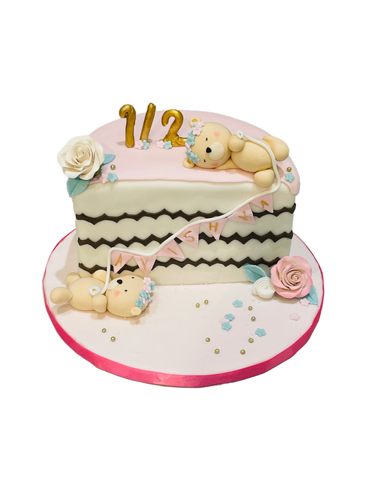 Baby Teddy Half Birthday Fondant Cake