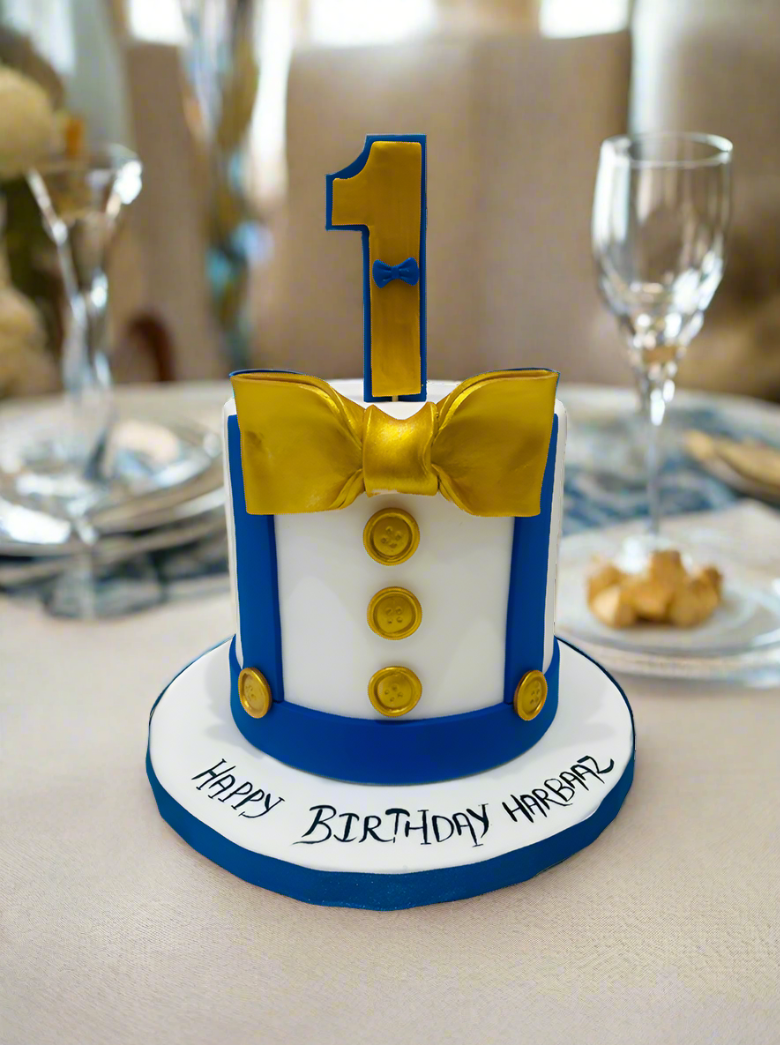 Harbaaz Blue Fondant Birthday Cake