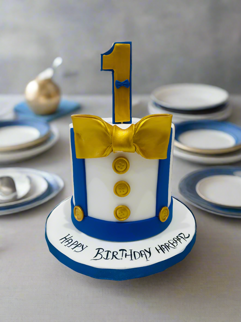 Harbaaz Blue Fondant Birthday Cake