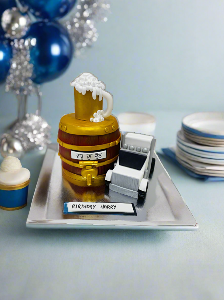Harry Beer & Truck Birthday Cake