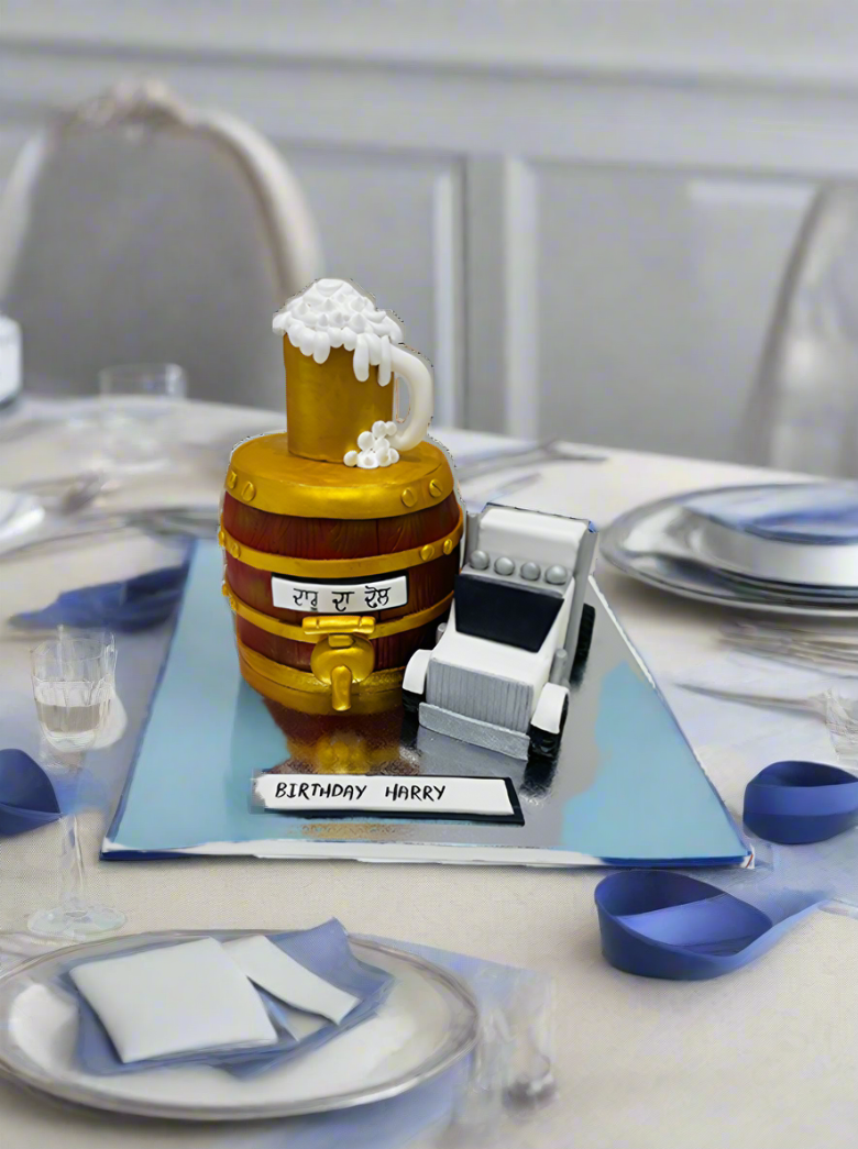 Harry Beer & Truck Birthday Cake