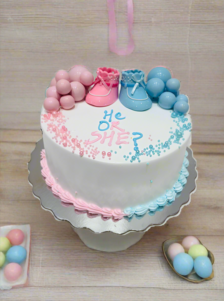 He or She Baby Shower Cake