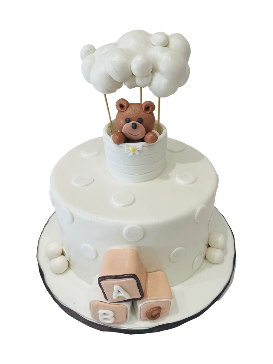 White Hot Air Balloon Fondant Cake
