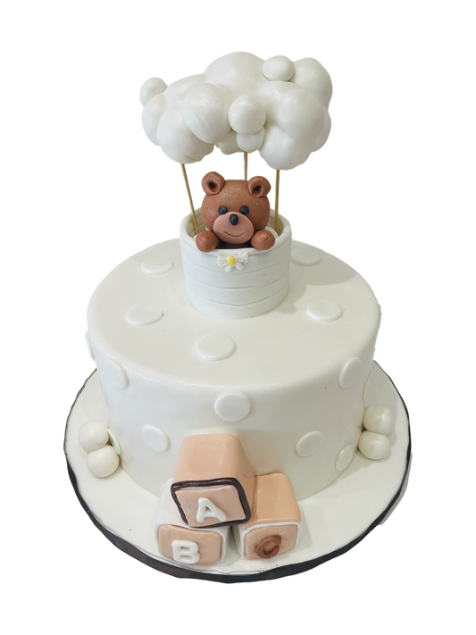 White Hot Air Balloon Fondant Cake