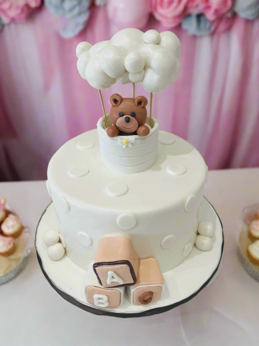 White Hot Air Balloon Fondant Cake
