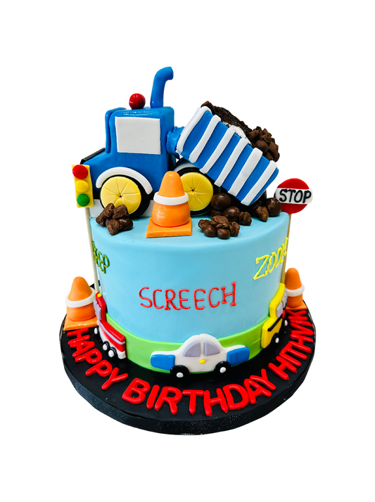 Hithvik Construction Fondant Cake