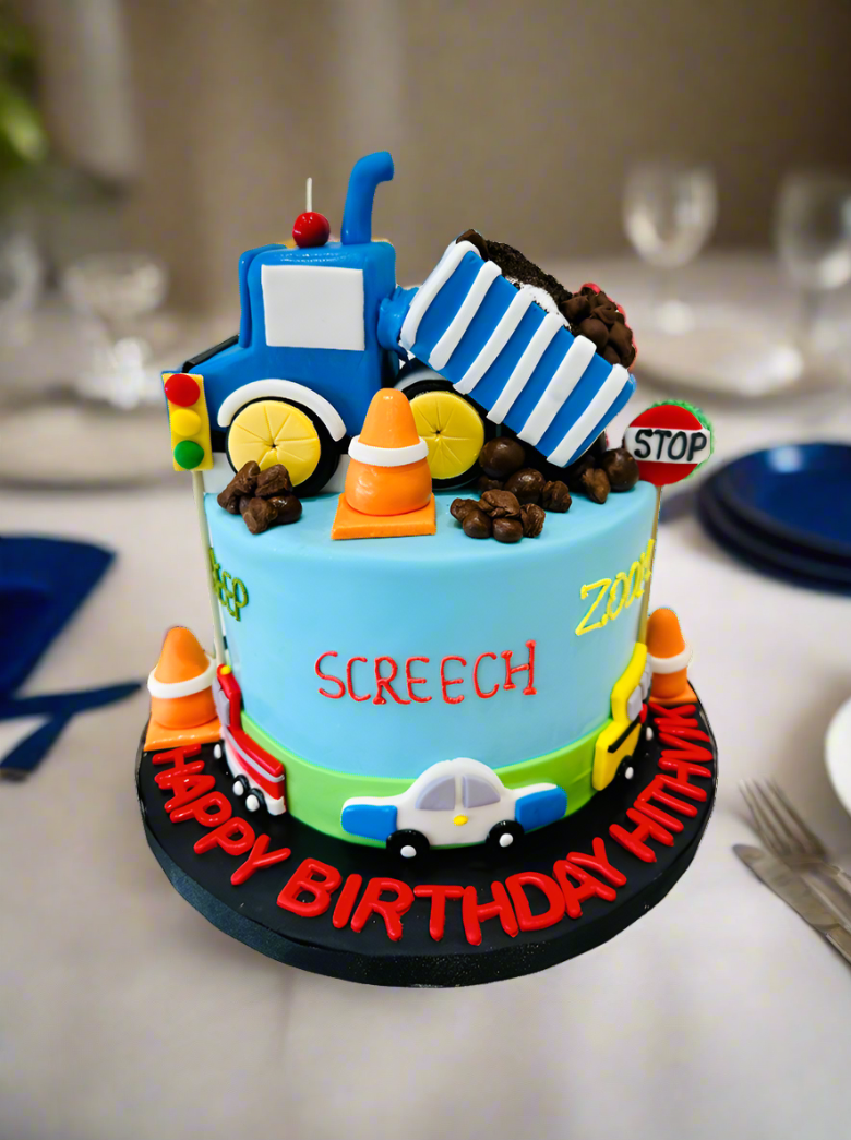 Hithvik Construction Fondant Cake