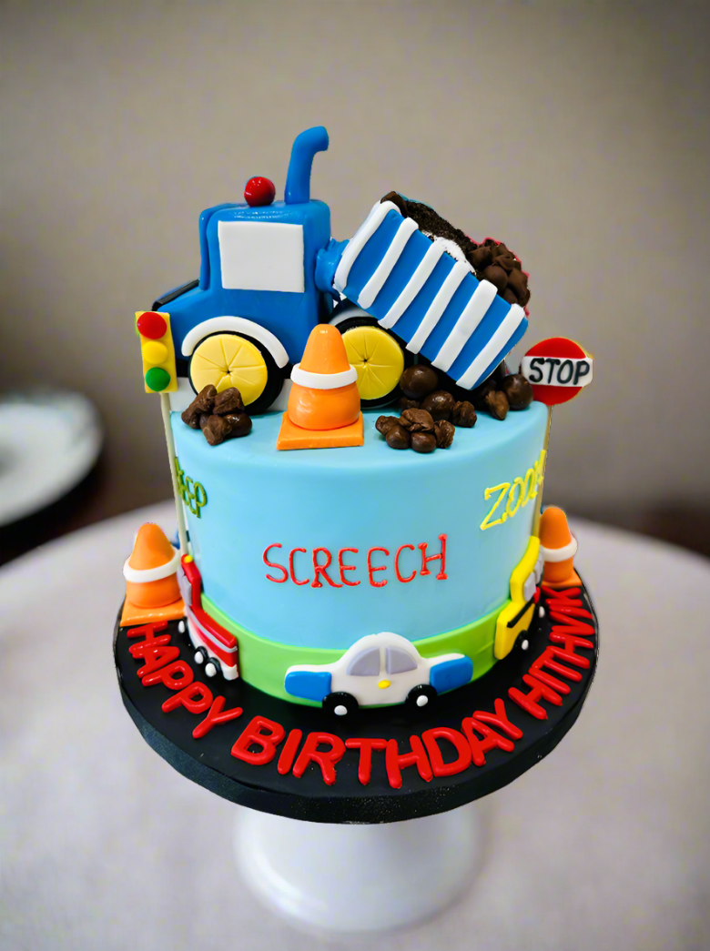 Hithvik Construction Fondant Cake
