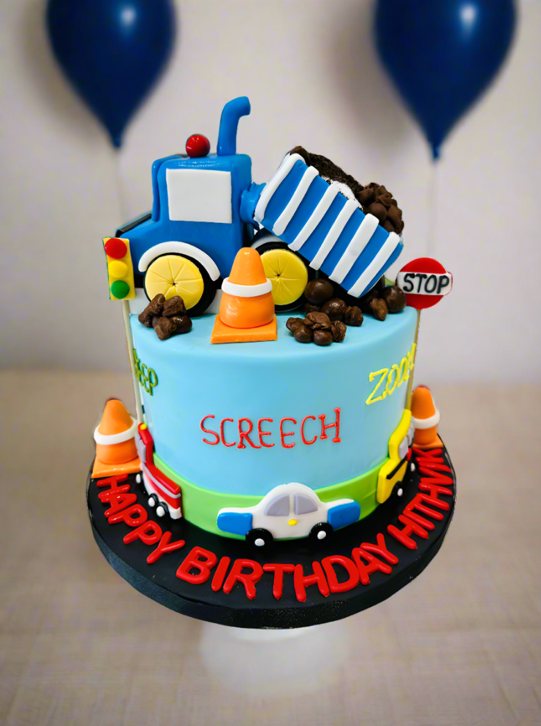 Hithvik Construction Fondant Cake