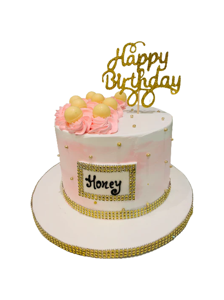 Honey Pink & Gold Birthday Cake