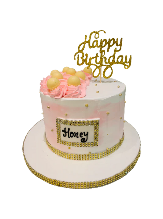 Honey Pink & Gold Birthday Cake