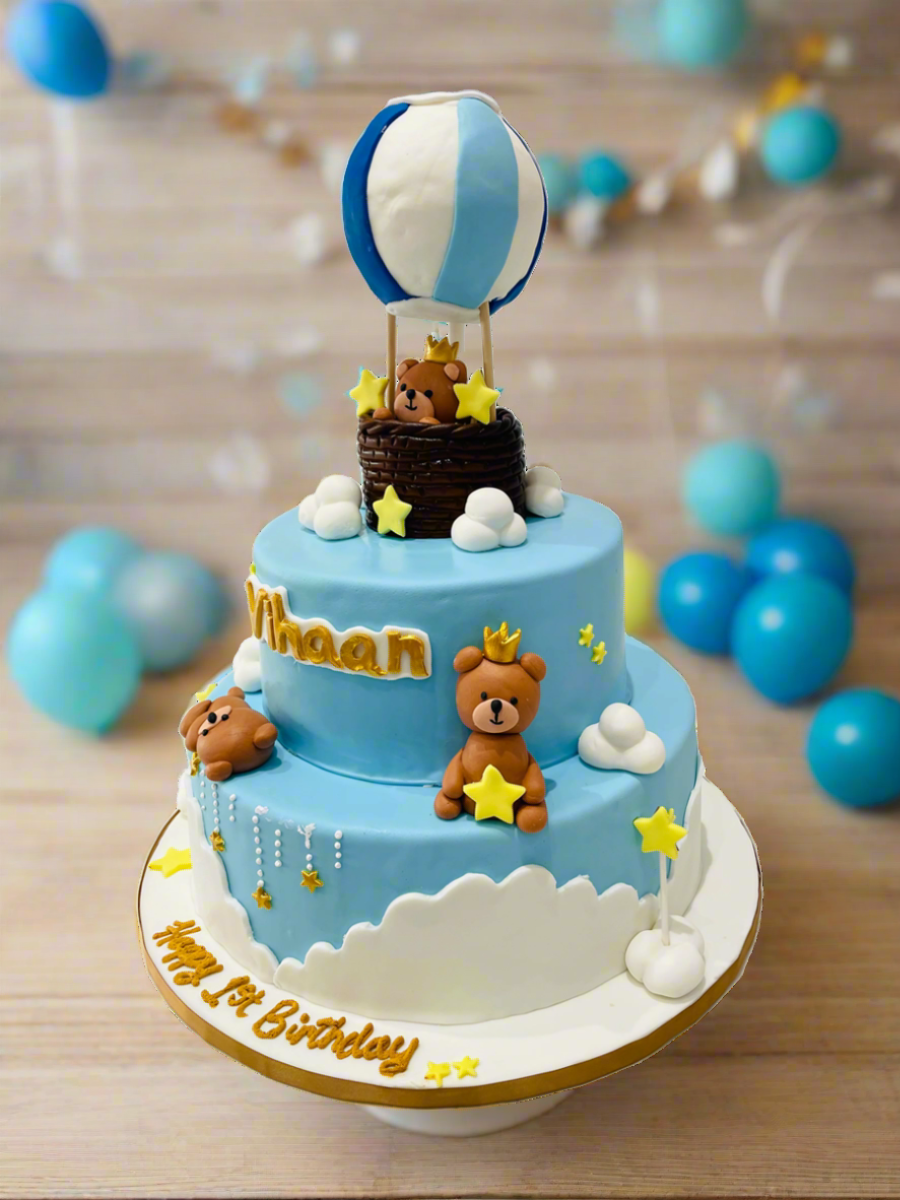 Hot Air Balloon Tiered Fondant Cake