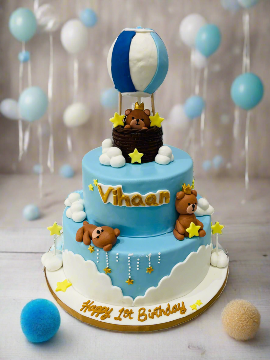 Hot Air Balloon Tiered Fondant Cake