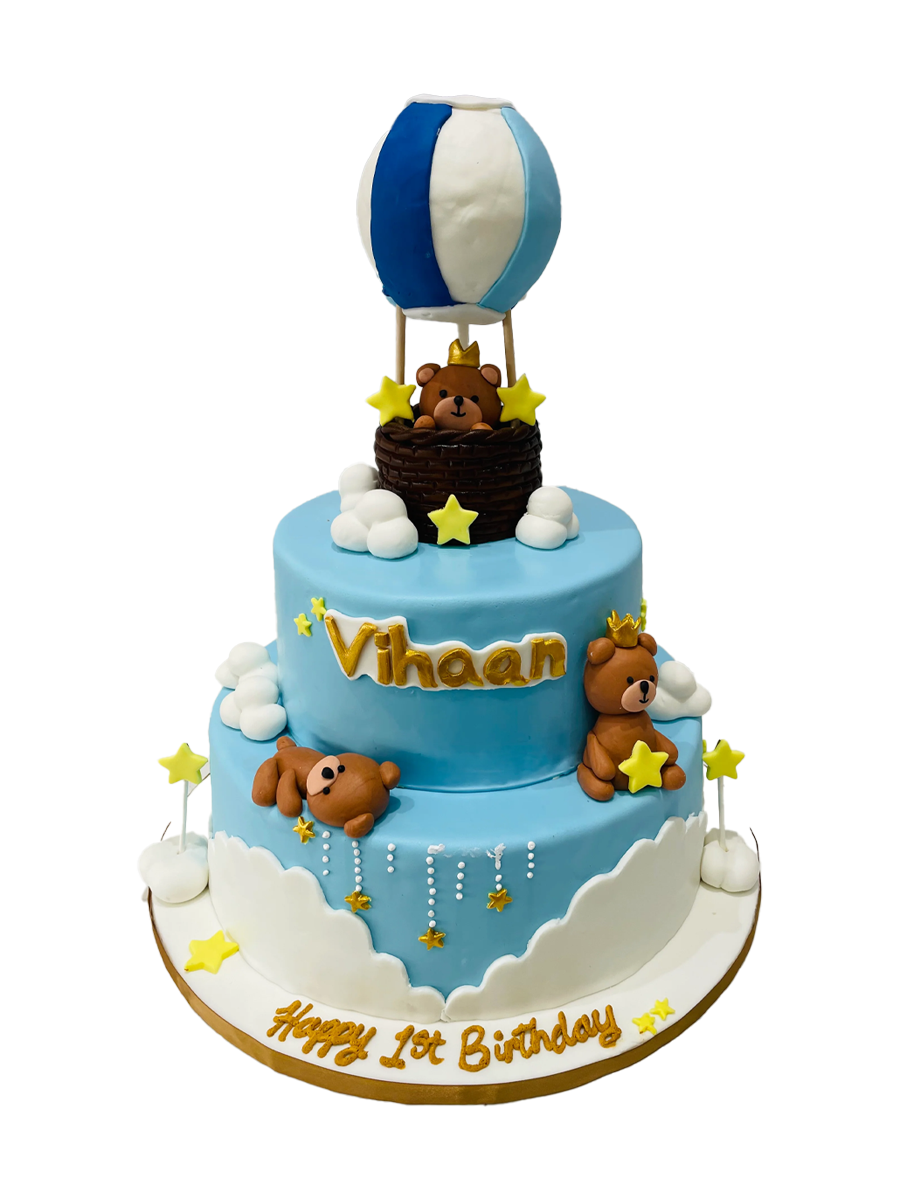 Hot Air Balloon Tiered Fondant Cake