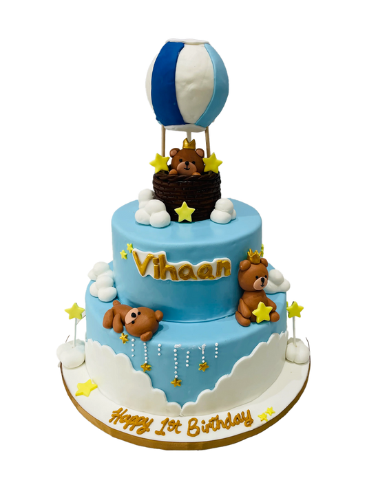 Hot Air Balloon Tiered Fondant Cake
