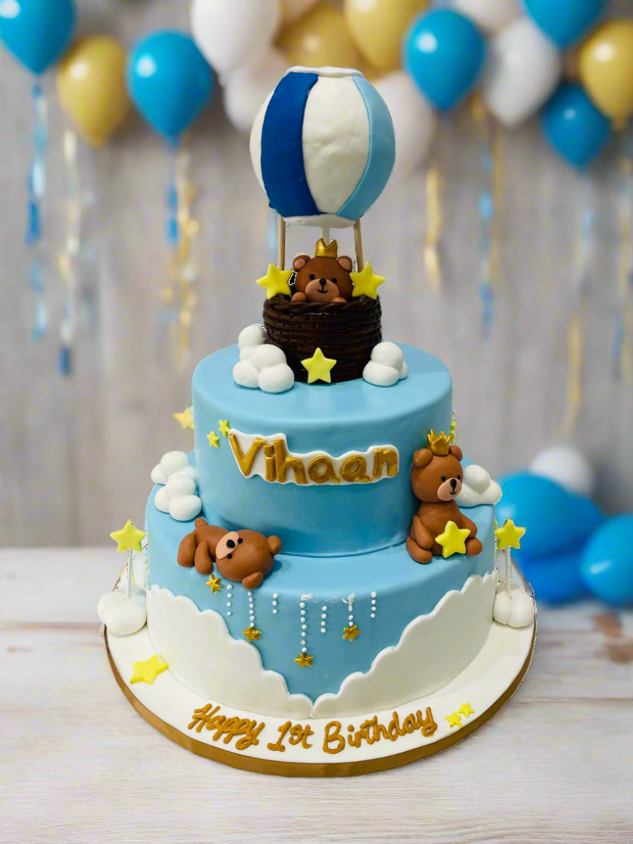 Hot Air Balloon Tiered Fondant Cake
